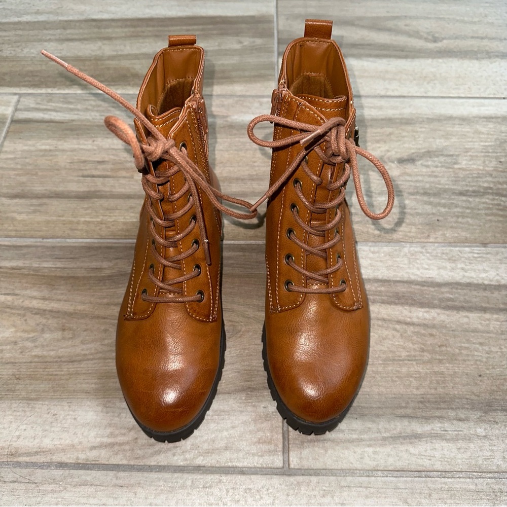 Brown Leather Combat Boots